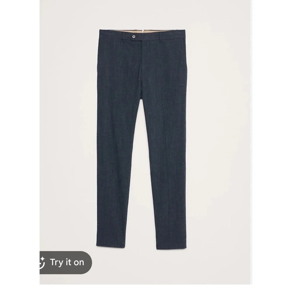 Banana Republic Mens Straight Fit Trousers Charcoal Gray Dress Pants 35x32